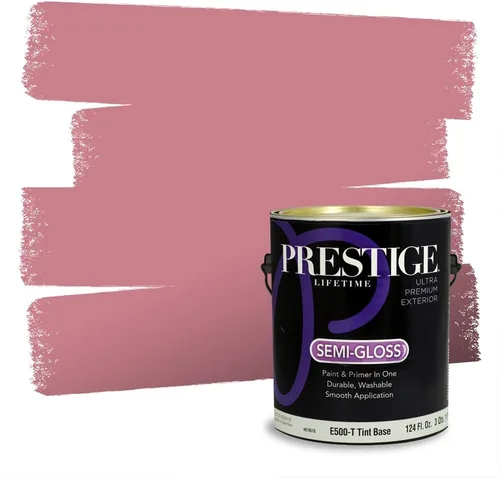 Miniatura 192 de Prestige Paints Pintura exterior e imprimación en uno, 1 galón, plano, coincidencia comparable de Valspar* Amber Rose*