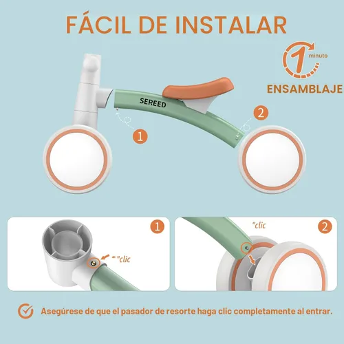 Miniatura 2 de SEREED - Bicicleta de equilibrio para bebés de 1 año, niños y niñas de 12 a 24 meses, primera bicicleta para niños de 4 ruedas, regalos de primer