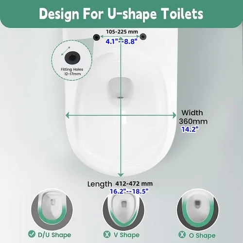 Miniatura 2 de Asiento de inodoro de cierre suave y enganche rápido alargado - Asientos de inodoro resistentes ajustables con bisagras de acero inoxidable