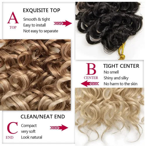 Miniatura 4 de 8 Paquetes de Cabello Rizado con Ganchillo GoGo, Cabello Rizado con Ganchillo para Mujeres Negras, Trenzado de Onda Profunda, Cabello Sintético