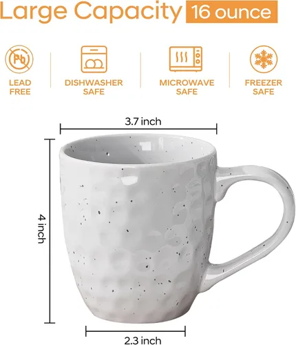 Miniatura 2 de Juego de tazas de café de 6,14 onzas de cerámica grandes con asas, café, ensalada, fideos, etc. tazas para café con leche de cereales