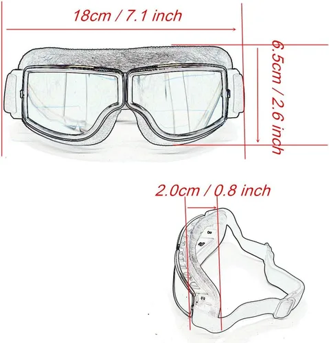 Miniatura 4 de Gafas de Motocicleta Vintage Antiarañazos Gafas de Scooter Esquí para Hombres Mujeres Adultos