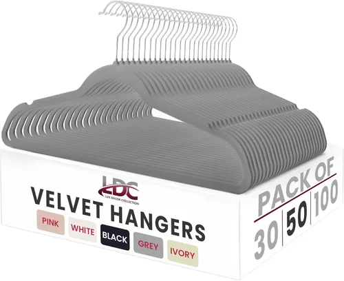 Miniatura 15 de LDC - Perchas de terciopelo blanco, paquete de 30 – Percha de fieltro antideslizante de alta calidad para armario, perchas de fieltro resistentes