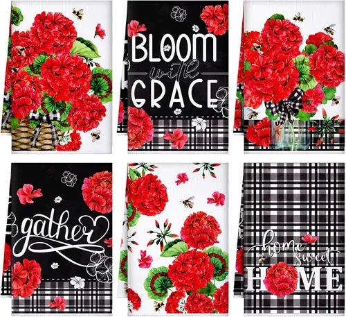 Miniatura 8 de Geyoga 6 Piezas Toallas de Cocina de Girasol Toallas de Platos Absorbentes Paños de Té Decorativos para Cocina de Verano Baño Decoración del Hogar