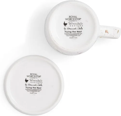 Miniatura 5 de Royal Worcester Wrendale Designs Flying the Nest - Juego de taza y posavasos Taza de café de 11 onzas con posavasos Hecho de porcelana fina