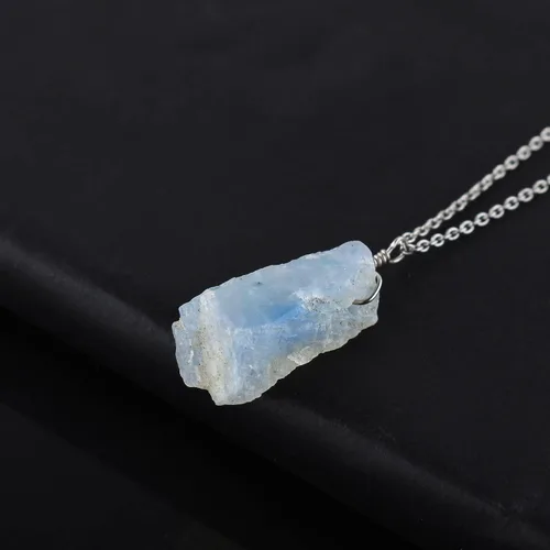 Miniatura 3 de Collar con colgante de piedras preciosas, piedra de energía áspera, cristales curativos de chakras, plata esterlina 925, chapado en rodio, piedra