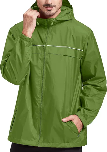 Miniatura 33 de SWISSWELL Chaqueta impermeable para hombre, rompevientos, ligera con capucha para uso diario casual