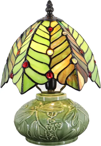 Miniatura 8 de Lámpara pequeña Tiffany de mesa con forma de hongo, mini vitral, luz de escritorio, memoria, condolencias, lámpara de cerámica, 8 x 11 pulgadas