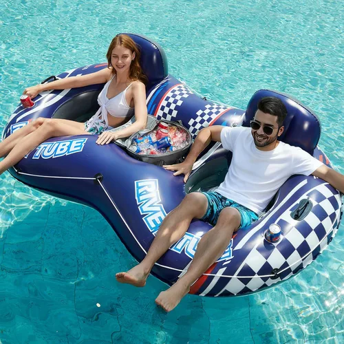 Jasonwell Flotador Inflable de Tubo de Río - Flotador de Río Resistente para 2 Personas Flotadores de Piscina con Enfriador Removible Tubos de Agua