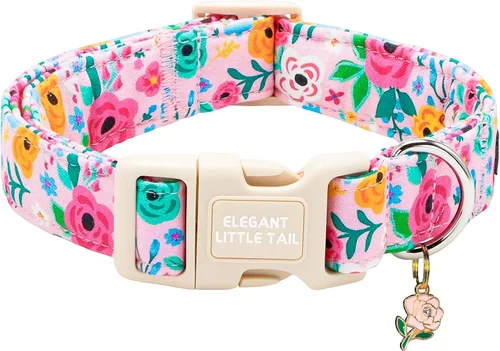 Miniatura 26 de Elegant Little Tail - Collar para perro de otoño, collar floral naranja duradero para perros medianos, ajustable para mascotas macho o hembra