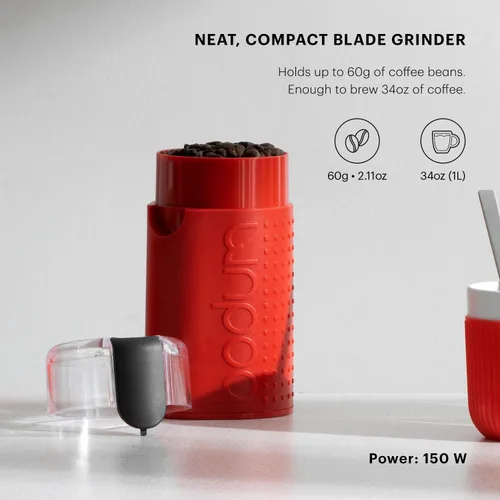 Miniatura 2 de Bodum Bistro - Molinillo de café eléctrico con cuchilla, color rojo
