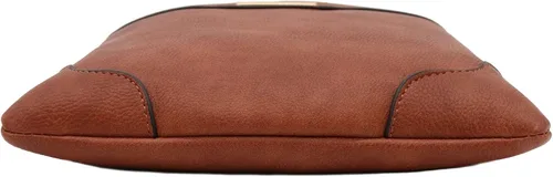Miniatura 4 de Bolso bandolera clásico de tamaño mediano con placa dorada, Marrón, talla única