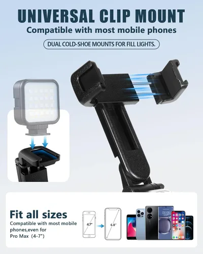 Miniatura 3 de Trípode de bolsillo para teléfono, trípode portátil 3 en 1 para selfie stick con control remoto, rotación de 360°, soporte de trípode para teléfono