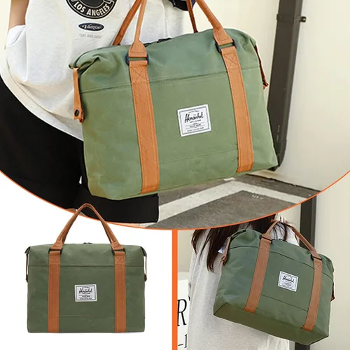 Miniatura 2 de Bolsa de viaje para artículos personales, bolsas de gimnasio expandibles, bolsas de lona para deportes y viajes de fin de semana, Verde, Grande