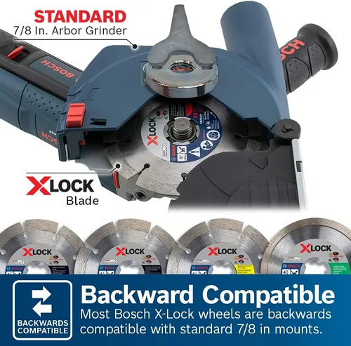 Miniatura 14 de Bosch GWX10-45PE Amoladora angular ergonómica X-LOCK de 4-1/2 pulgadas con interruptor de paleta con CWX27M450 4-1/2 pulgadas x 0.098 pulgadas
