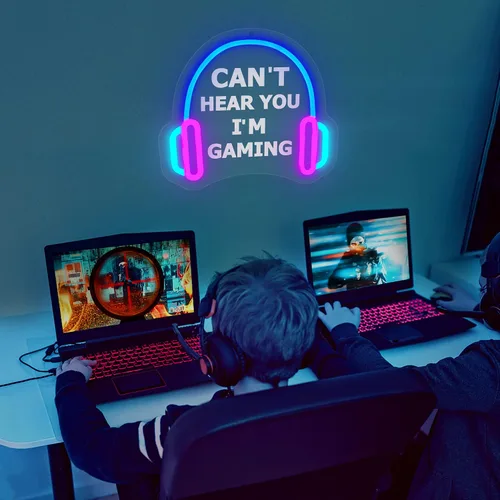 Miniatura 7 de YuanDian Letrero de Neón para Jugadores, No Te Oigo Estoy Jugando Luces LED de Neón para Decoración de Pared de Sala de Juegos, Ideas de Regalo