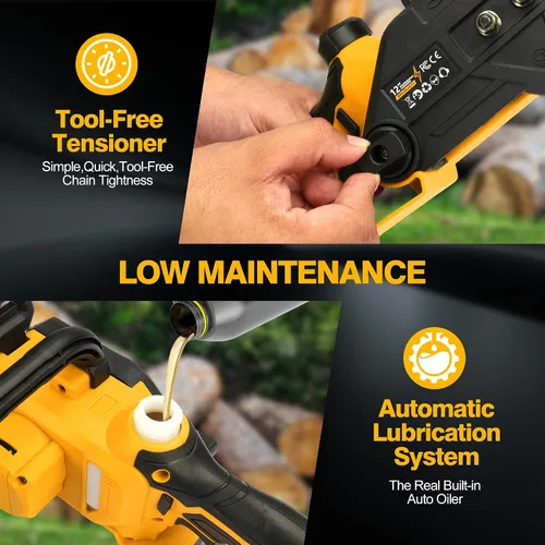 Miniatura 5 de Motosierra eléctrica sin escobillas de 12 pulgadas, herramienta inalámbrica solo para batería Dewalt de 20 V/60 V con engrasador automático