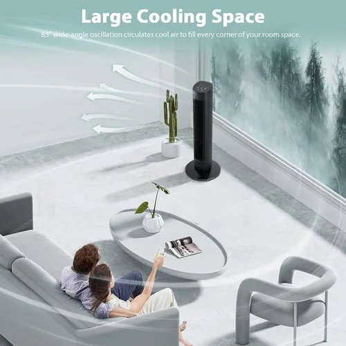 Miniatura 3 de Antarctic Star Ventilador de torre oscilante de 85°, refrigeración silenciosa, temporizador de 15 horas, control remoto, potente de pie, 3
