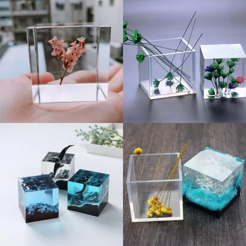 Miniatura 3 de 4 moldes de fundición de resina de silicona transparente, esfera grande de molde de resina epoxi transparente, cubo, triangular, moldes de diamante