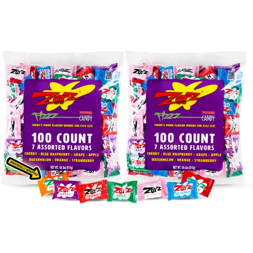 Miniatura 8 de Zotz Caramelos efervescentes a granel (surtidos, 46 unidades) - Caramelo duro envuelto individualmente - Surtido de 3 sabores de frutas, cereza