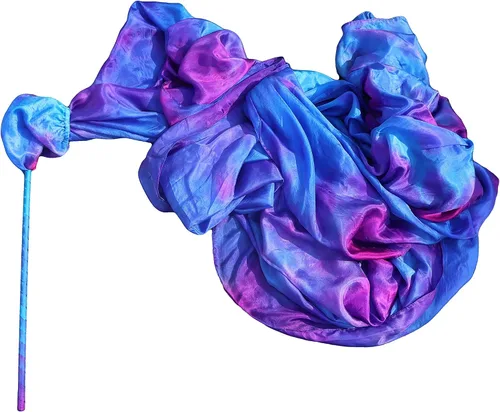 Miniatura 18 de Winged Sirenny 4.4yds Colorful Flowy Soft Silk Ribbon Throw Streamer with Rod,Church Liturgical Praise Worship Adoration Dance Ribbon Beginners