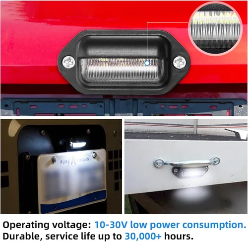 Miniatura 5 de Kewucn 2 PCS Luces LED para Placa de Matrícula de 12-24V, Impermeables, Lámpara de Placa de Matrícula de 6 LED, Luz Trasera para RV Camper Camión