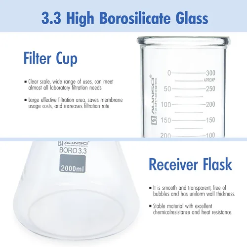 Miniatura 4 de Mecanismo de Laboratorio para Filtración al Vacío y Destilación, Kit de Filtro de Ensamblaje de Filtración al Vacío de Vidrio Borosilicato con Termo