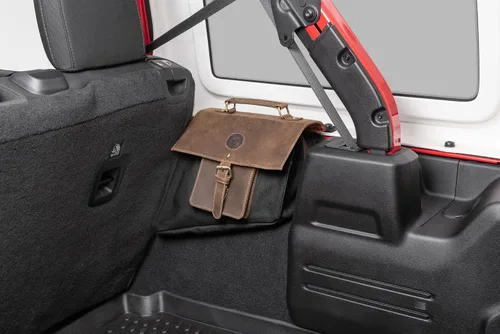 Overland Outfitters Bolsa de sillín Sherpa – Compatible con Jeep Wrangler JL 2018-2022 – Cuero y lona de alta calidad – Se adapta a guardabarros en