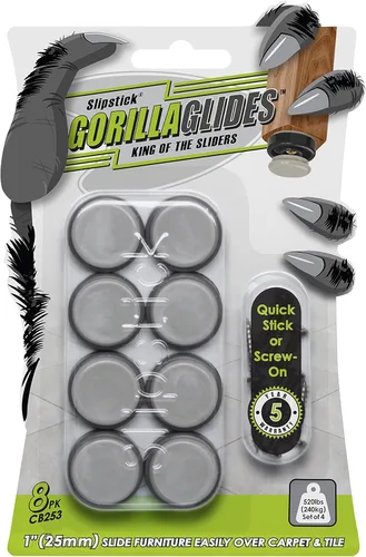 Miniatura 8 de GorillaGlides CB193 Deslizadores de Silla de 3/4 Pulgada/Protectores de Piso para Pies de Muebles (Juego de 16 Deslizadores) Deslizadores