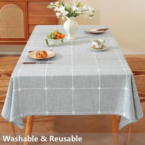 Miniatura 5 de TruDelve Cotton Square Tablecloths 52x52 Inch Card Table Tablecloth Blue Fabric Farmhouse Tablecloth(Blue,52"x52",Square)