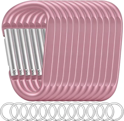 Miniatura 15 de 12 clips de mosquetón para llavero, clip de aluminio de 3 pulgadas, hebilla de gancho de mosquetón sin bloqueo en forma de anillo D, herramienta