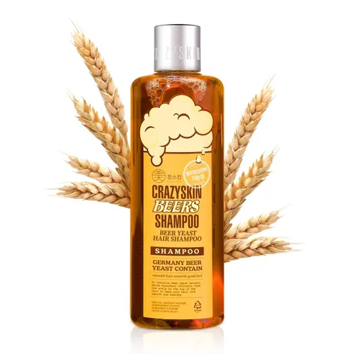 CRAZY SKIN Beers Shampoo 10.58 oz (300 g) – Champú para el cuidado del cuero cabelludo de levadura de cerveza alemana, pH 5.5, sin silicón, libre de