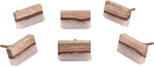 Miniatura 14 de Perilla Home Juego de 6 pomos de puerta de madera - Pomos decorativos ovalados con incrustación para puerta con mango, elegante adición