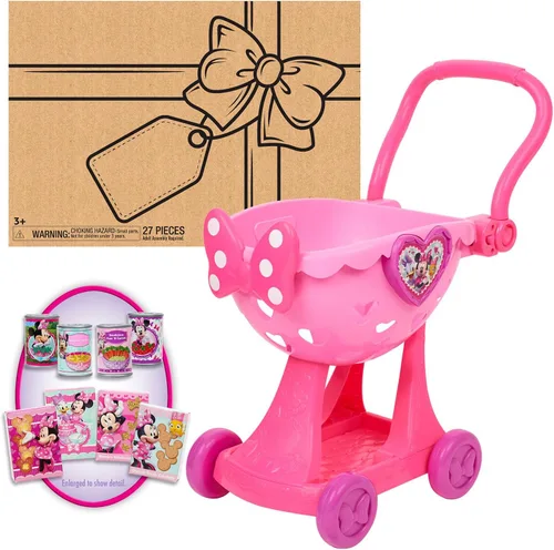 Carrito de compras del salón de belleza de los ayudantes felices de Minnie, juguetes para niños oficialmente licenciados de 3 años en adelante de