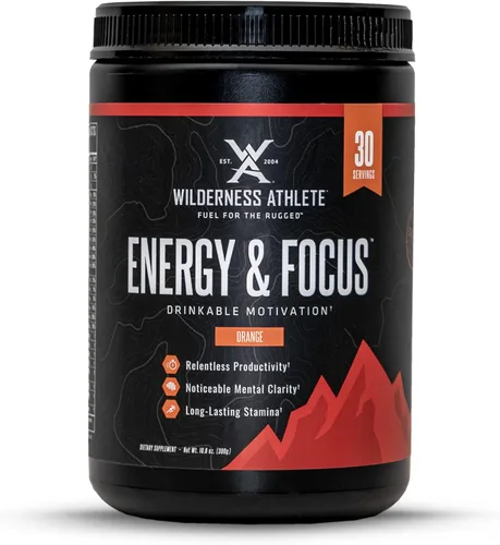 Wilderness Athlete - Energía y concentración | Preentrenamiento energético para mujeres y hombres - Mezcla de bebida energética en polvo con cafeína