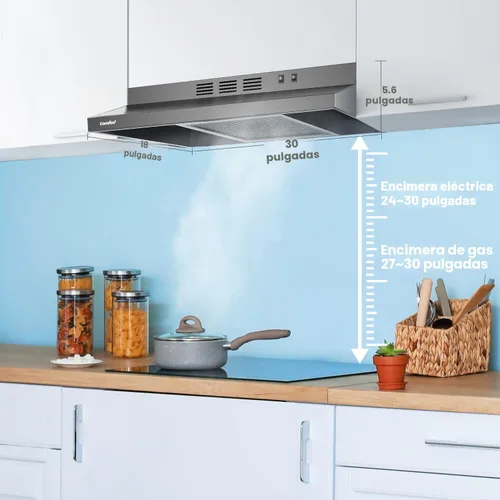 Miniatura 9 de Campana de Ventilación Comfee' de 30 Pulgadas, Campana de Cocina con Conducto/sin Conducto, Campana de Acero Inoxidable Duradera para Debajo