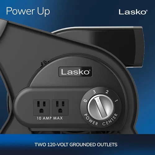 Miniatura 3 de Lasko Ventilador utilitario portátil, ventilador giratorio de alta velocidad de 12 pulgadas, 289 CFM, 3 velocidades, 2 salidas de accesorios de 120