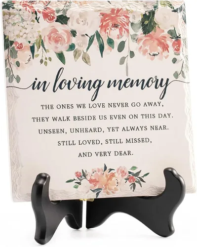 Miniatura 9 de LukieJac - Regalos de condolencia para la pérdida de un ser querido en memoria de madre y padre, placa con soporte de madera, regalos