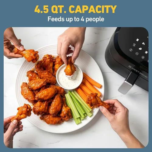 Miniatura 2 de West Bend Freidora de aire digital de 4.5 cuartos de galón, compacta con 12 preajustes, temperatura ajustable para comidas crujientes rápidas, cesta