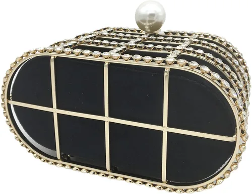 Miniatura 6 de Boutique De FGG Elegant Evening Handbag with Pearl Rhinestone Bucket Bag Crystal Clutch Purses for Wedding Party Small Tote