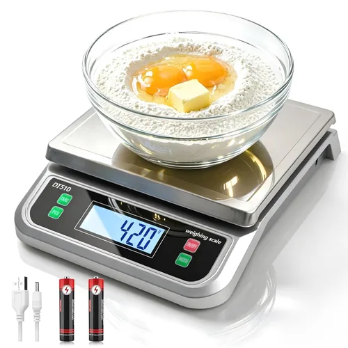Gran báscula de cocina 40kg para alimentos con función de tara y piezas 88lbs, bandeja de acero inoxidable para hornear para cocinar con adaptador,