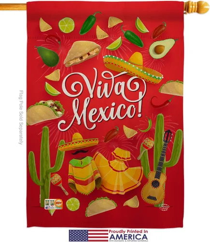 Miniatura 2 de Viva Mexico House Banderas para fiesta de verano, cactus y piñata, sombrero mexicano, fiesta al aire libre, apliques de Estados Unidos, pequeño