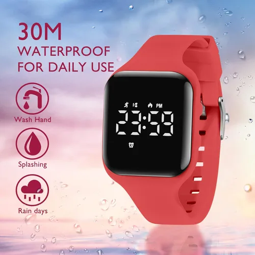 Miniatura 7 de Reloj deportivo digital para niños y niñas con contador de pasos, alarma vibratoria y despertador. Rastreador de actividad a prueba de agua, sin