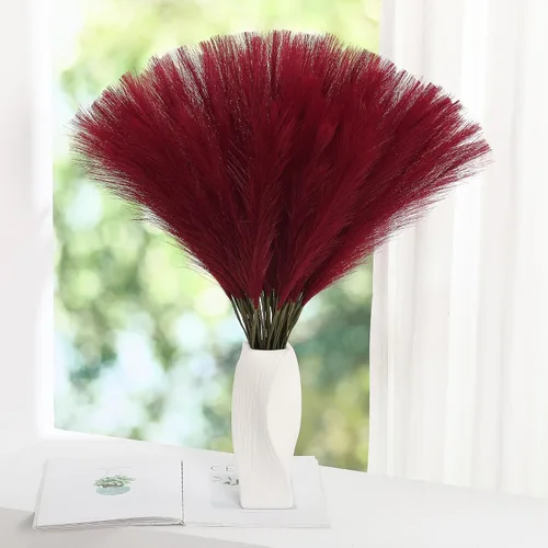 Miniatura 7 de Wertuirk 30 piezas de hierba artificial de pampas – Hierba de pampas rosa de 24 pulgadas para decoración del hogar, hierba de pampas artificial