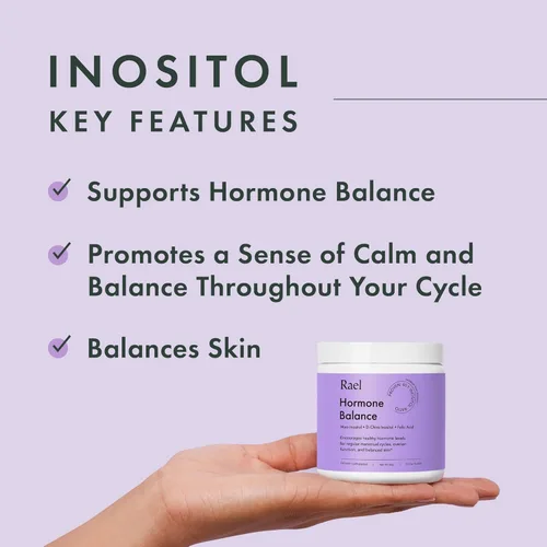 Miniatura 2 de Rael Balance hormonal para mujeres, suplemento en polvo de inositol - Vitamina B8, proporción probada 40:1, ácido fólico para la función ovárica