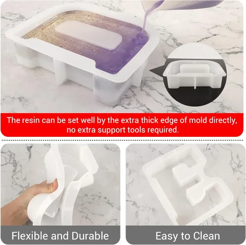 Miniatura 3 de Gartful Moldes de letras grandes de 7 pulgadas para resina, molde de resina epoxi del alfabeto mayúscula 3D E, moldes de letras de resina gruesa