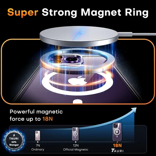 Miniatura 2 de TAURI Funda magnética 2 en 1 transparente para iPhone 14 Pro, compatible con Magsafe [no amarillenta] con protector de pantalla, protección de grado