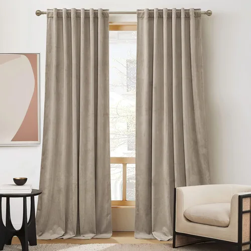 Miniatura 34 de RYB HOME - Cortinas de terciopelo beige, cortinas decorativas resistentes con pestaña trasera, cubierta de privacidad para oscurecer habitación