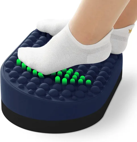 Reposapiés para debajo del escritorio en el trabajo, taburete de pies para oficina en casa, masajeador de pies otomano para aliviar la fascitis Azul