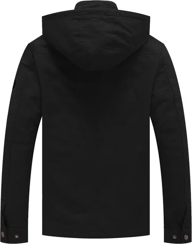 Miniatura 2 de WenVen Chaqueta casual de algodón de lona con capucha para hombre